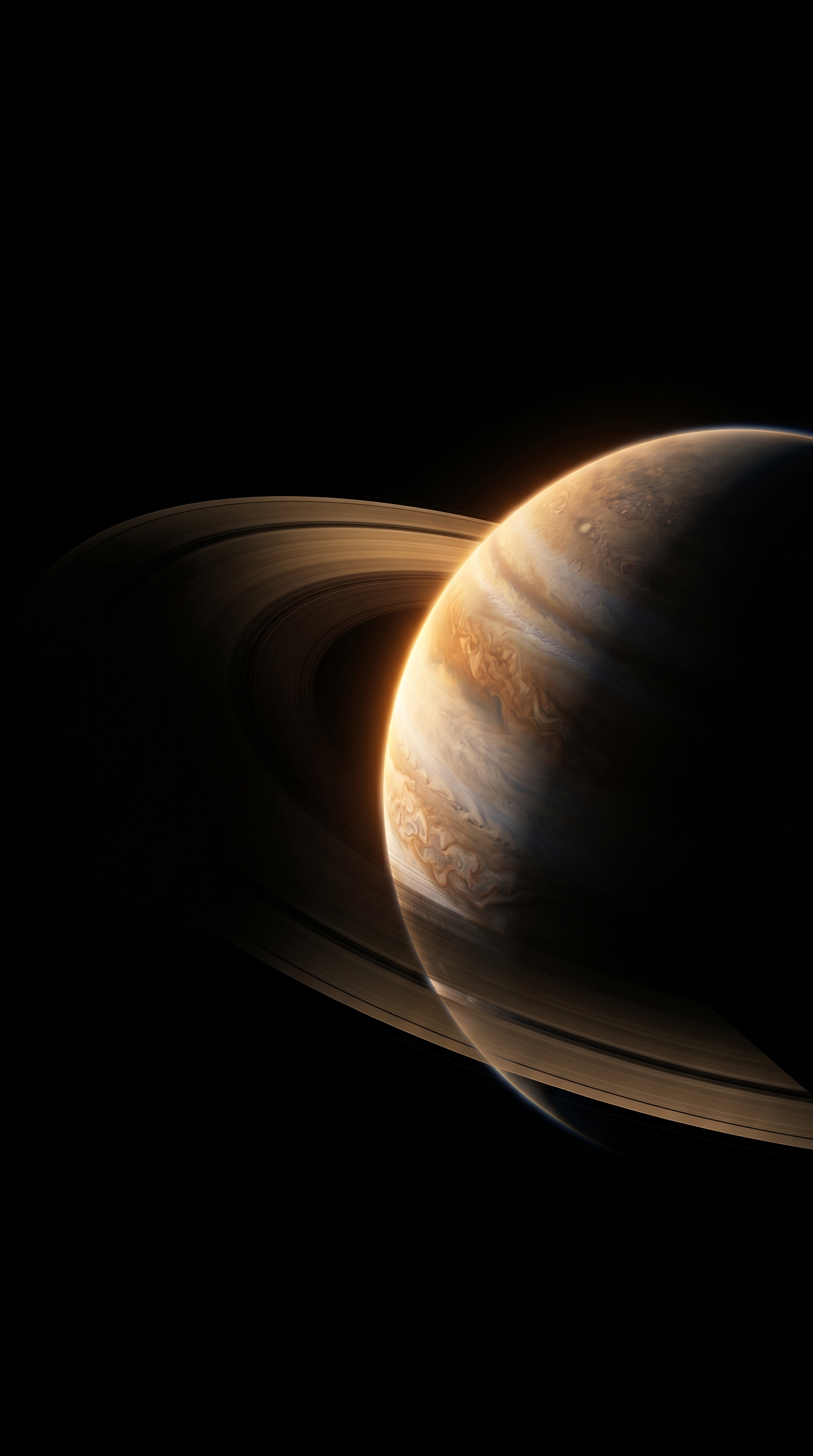 Ringed Planet Illuminated By Sunlight